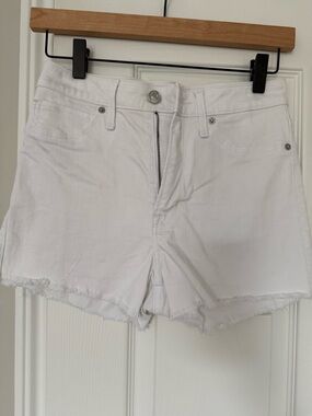 Abercrombie & Fitch White Denim High-Rise Cutoff Shorts